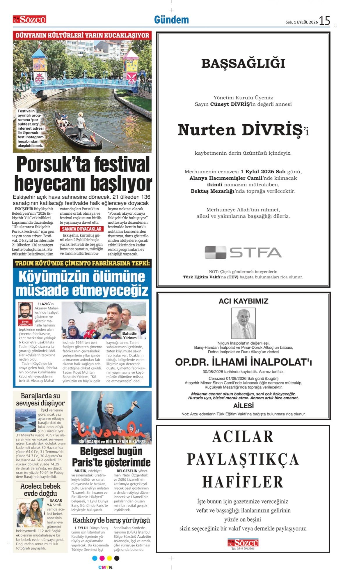 Sözcü Gazetesi İlan Servisi-Vefat, Başsağlığı İlanları