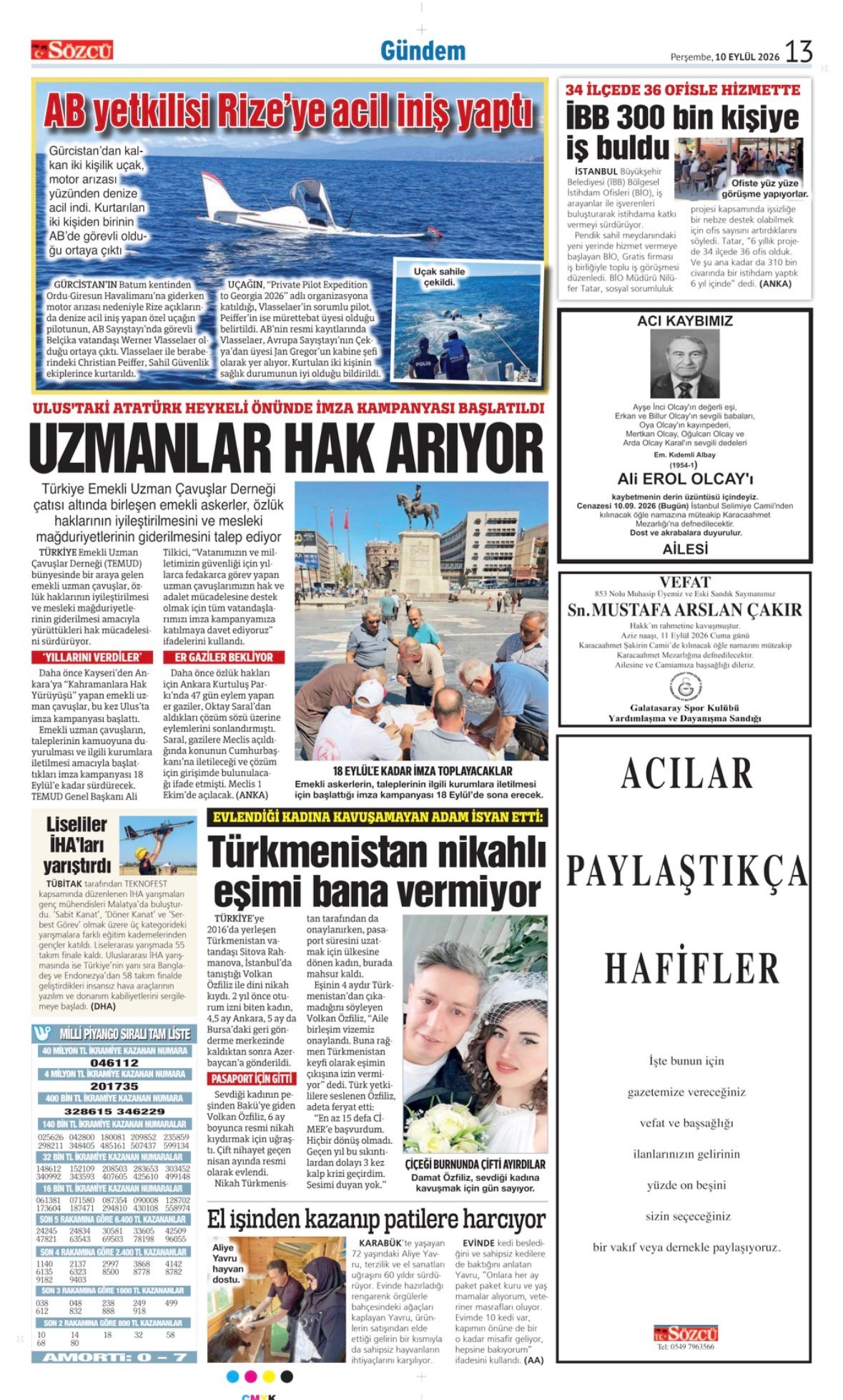 Sözcü Gazetesi İlan Servisi | 10 Eylül 2026